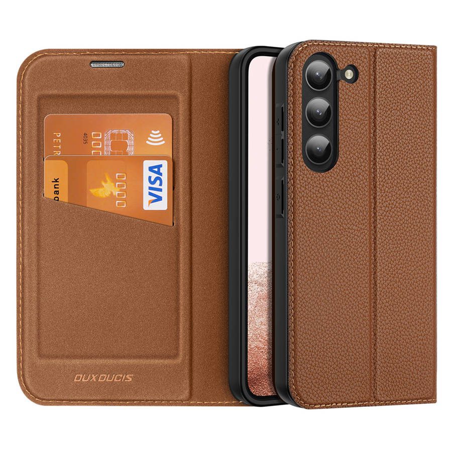 Dux Duxis Skin X2 Flip Wallet Stand Brown Samsung Galaxy S23 Plus Tok