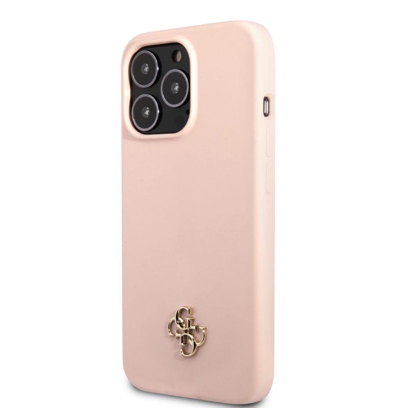 Guess 4G Silicone Metal Logo Pink iPhone 13 Pro Tok