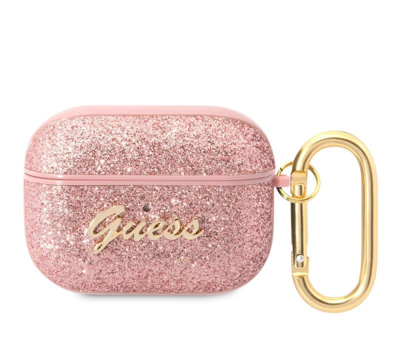 Guess Glitter Flakes Metal Logo AirPods Pro Pink AirPods Pro Tok