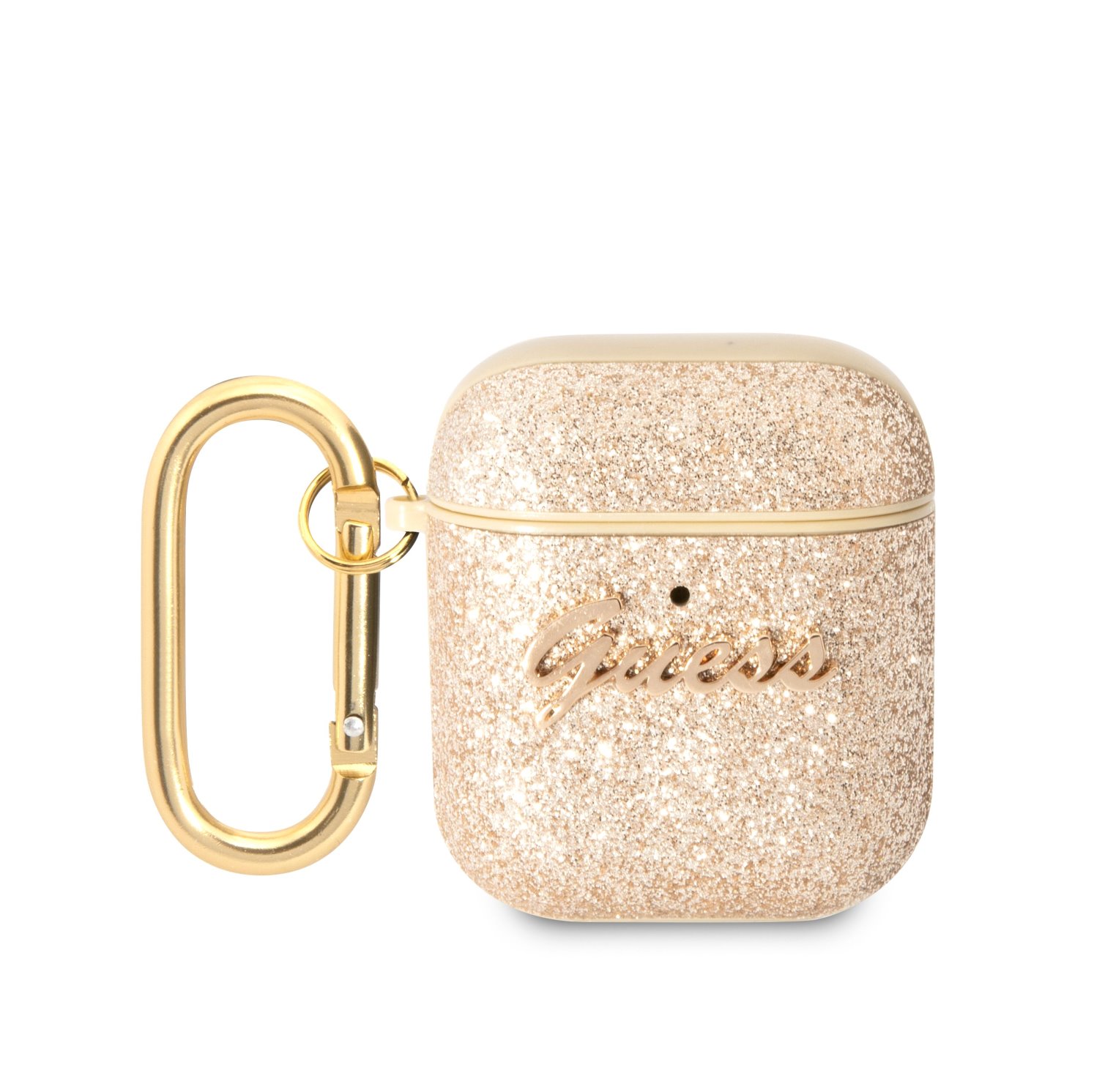 Guess Glitter Flakes Metal Logo Gold AirPods 1/2 Tok