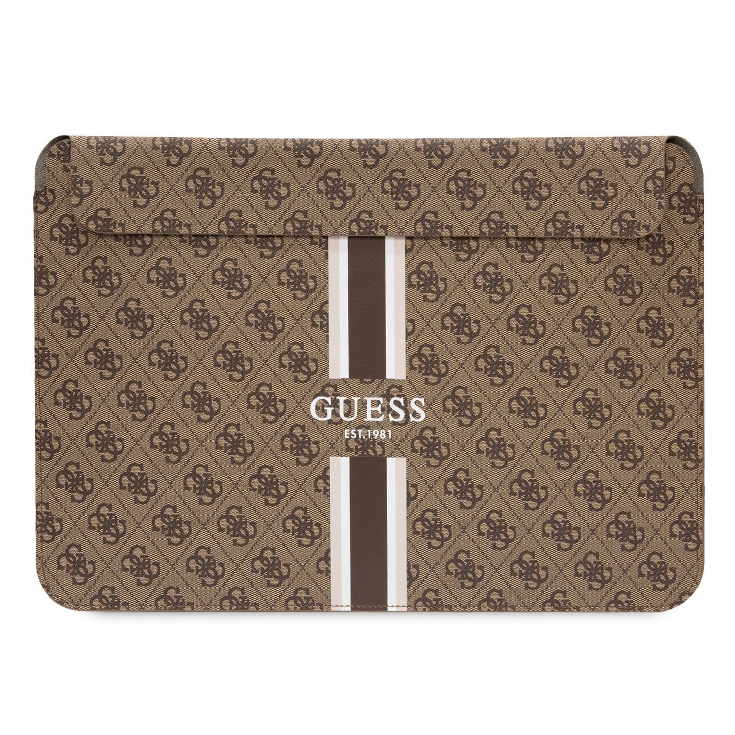 Guess PU 4G Printed Stripes Computer Sleeve Brown Notebook 16" Tok