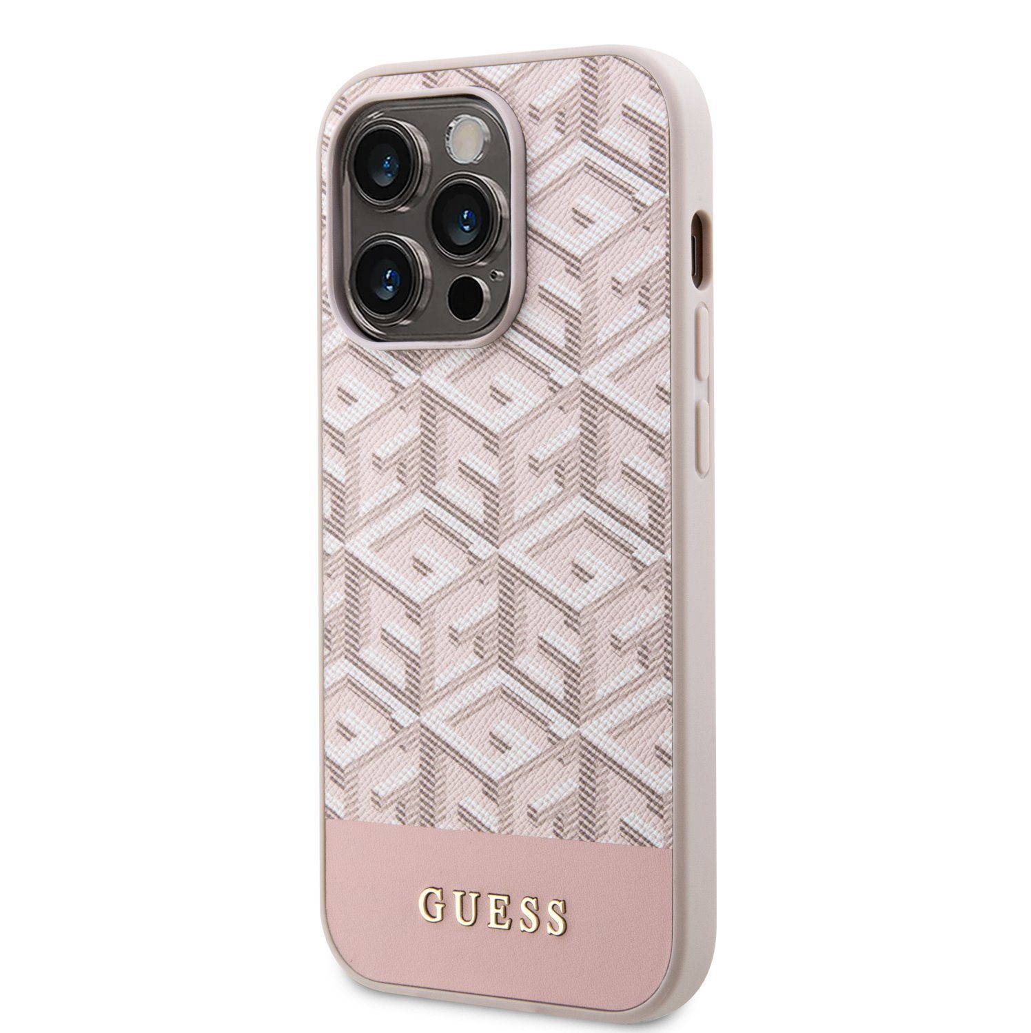 Guess PU G Cube MagSafe Pink iPhone 13 Pro Tok