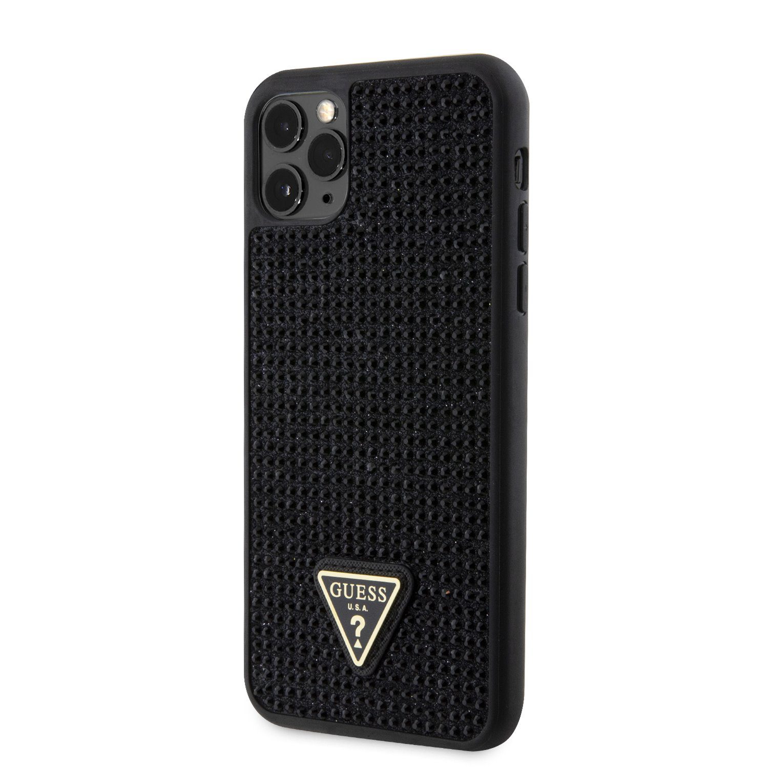 Guess Rhinestones Triangle Metal Logo Black iPhone 11 Pro Max Tok