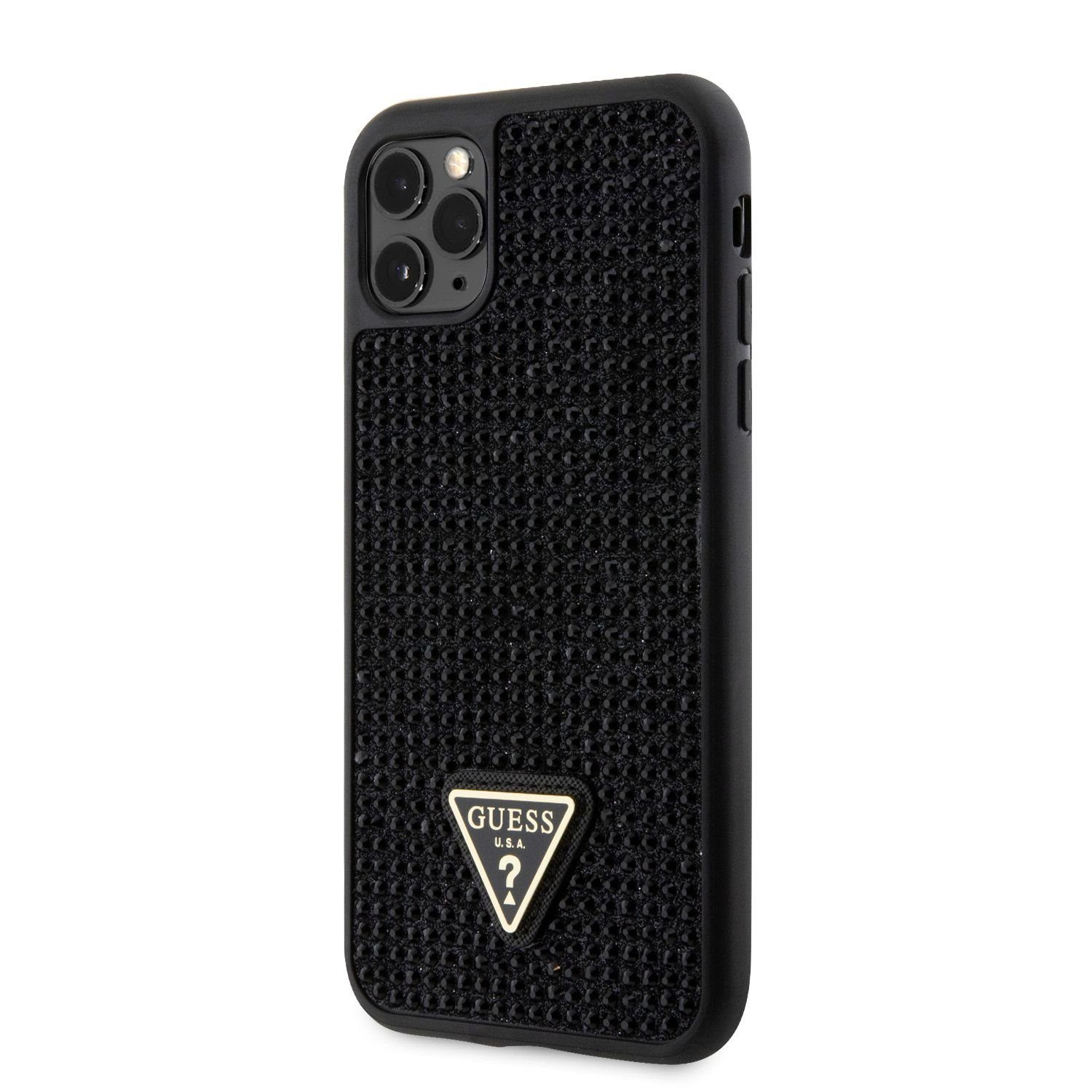 Guess Rhinestones Triangle Metal Logo Black iPhone 11 Pro Tok