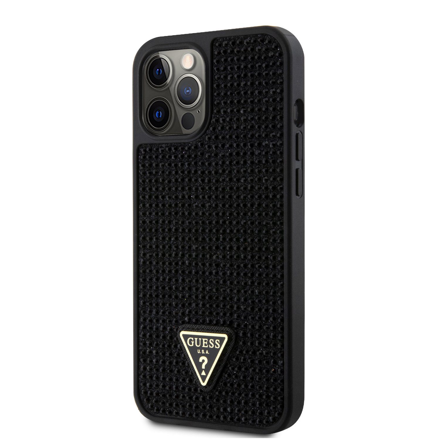 Guess Rhinestones Triangle Metal Logo Black iPhone 12/12 Pro Tok