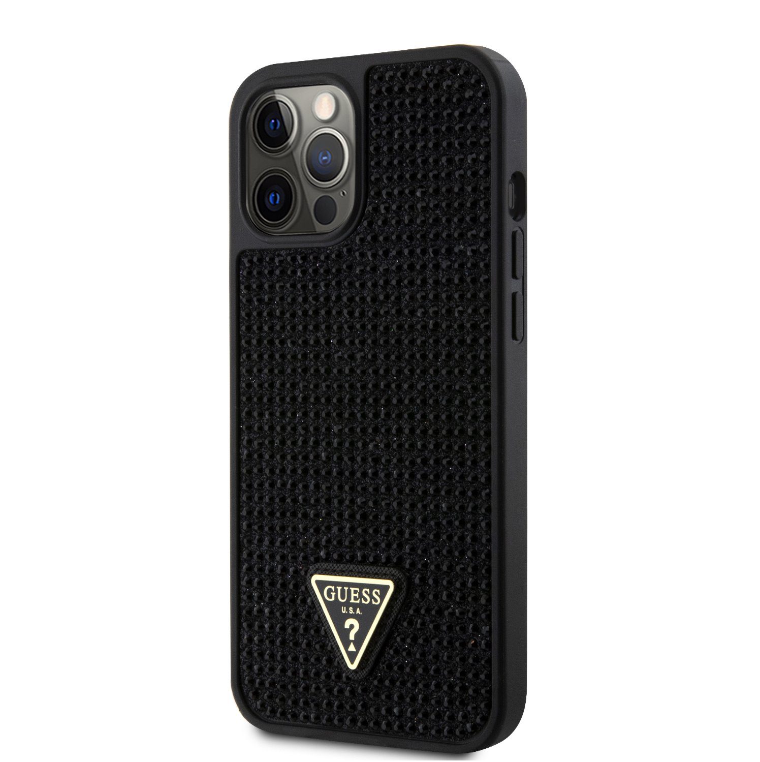 Guess Rhinestones Triangle Metal Logo Black iPhone 12 Pro Max Tok