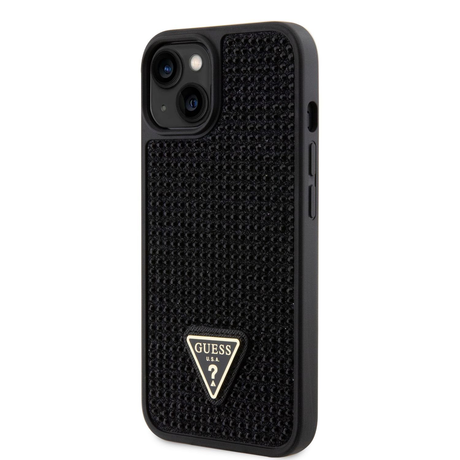 Guess Rhinestones Triangle Metal Logo Black iPhone 14 Tok