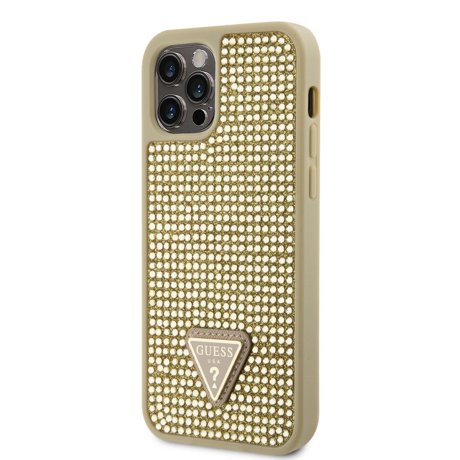 Guess Rhinestones Triangle Metal Logo Gold iPhone 12/12 Pro Tok