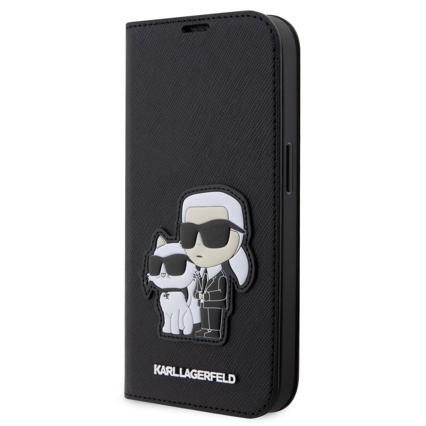 Karl Lagerfeld PU Saffiano Karl and Choupette NFT Book Black iPhone 13 Pro Tok