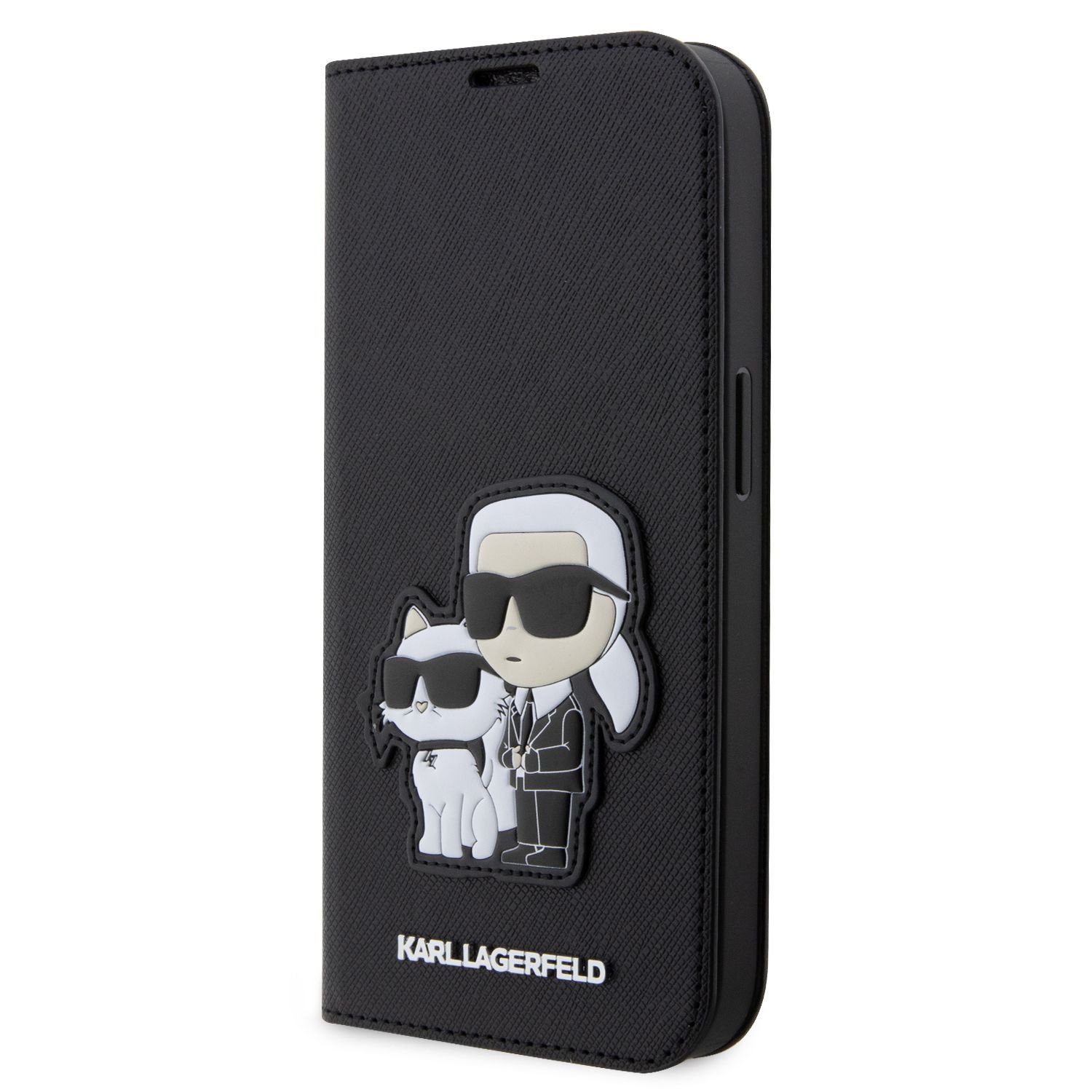 Karl Lagerfeld PU Saffiano Karl and Choupette NFT Book Black iPhone 14 Pro Tok