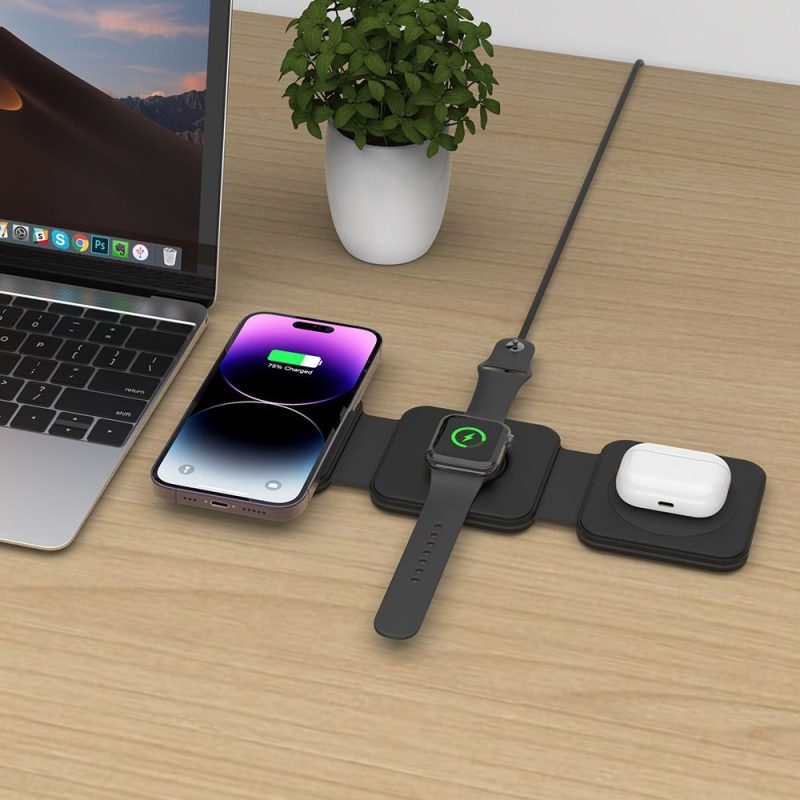 Tech-Protect QI15W-A24 3in1 Magnetic MagSafe Wireless Charger Black
