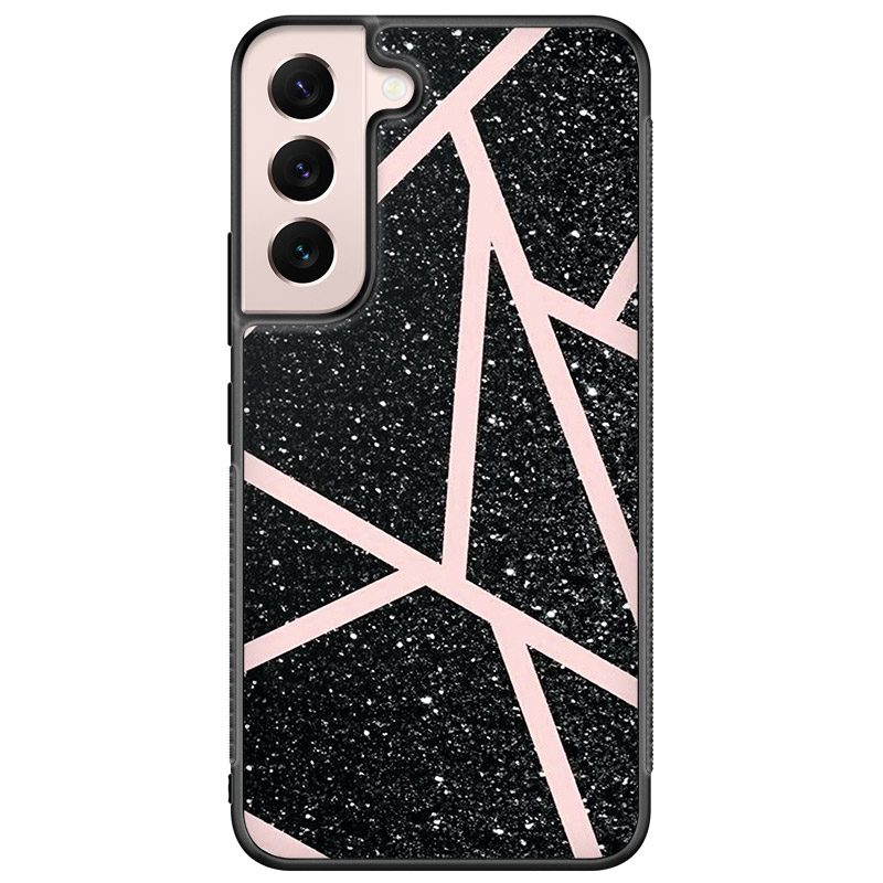 Fekete Glitter Rózsaszín Samsung S21 Tok