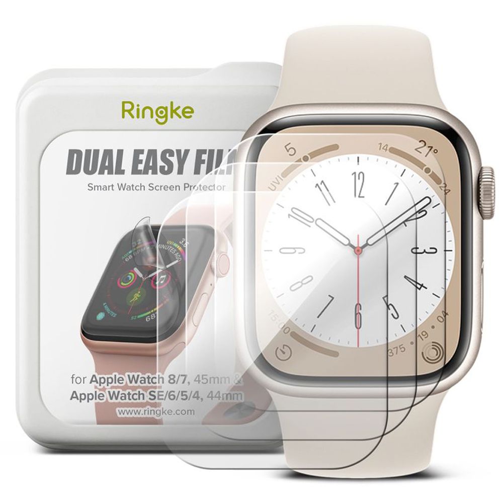 Ringke Folia Dual Easy 3-pack Apple Watch 4 / 5 / 6 / 7 / 8 / Se (44 / 45 Mm) Clear