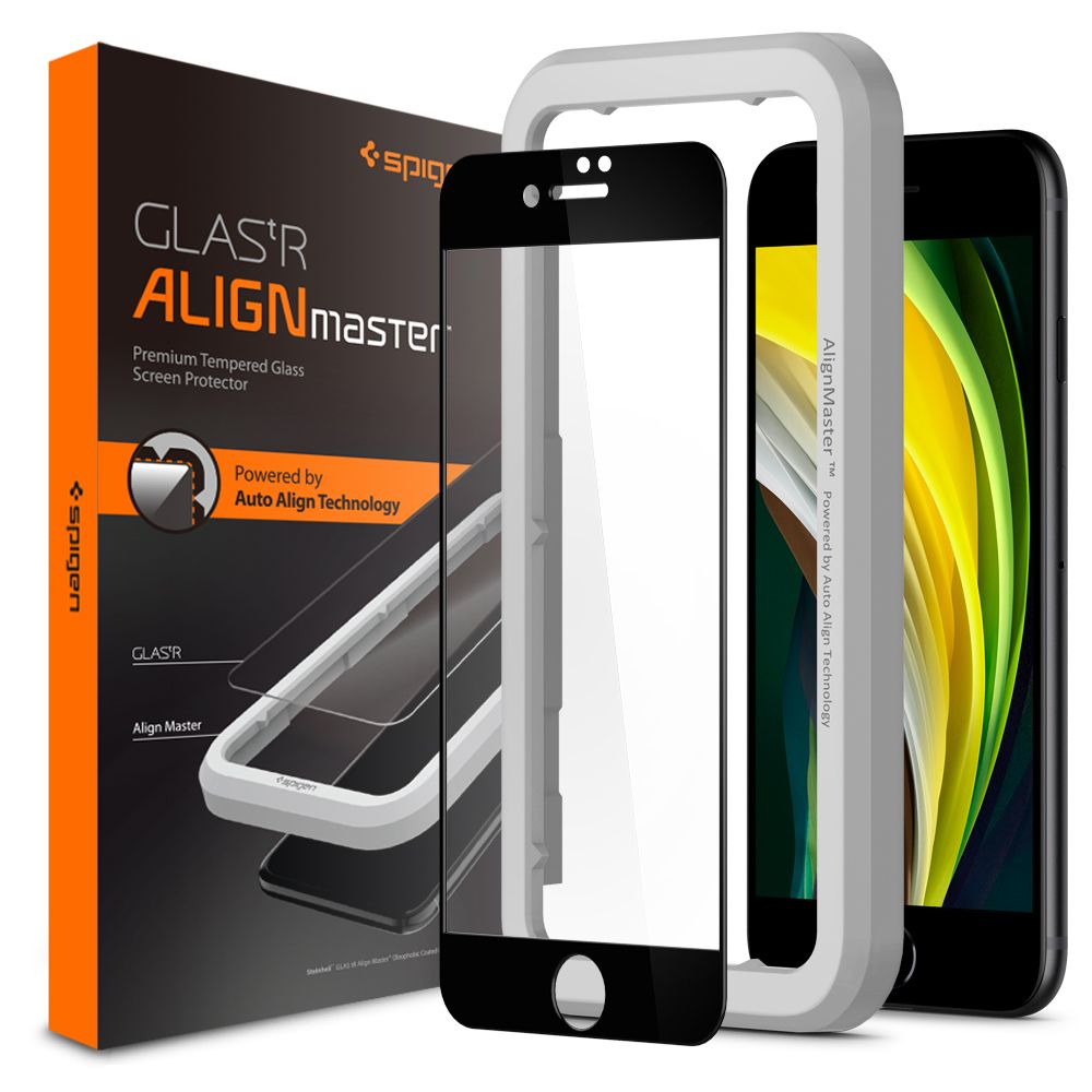 Spigen Alm Glass Fc iPhone 7 / 8 / Se 2020 / 2022 Black