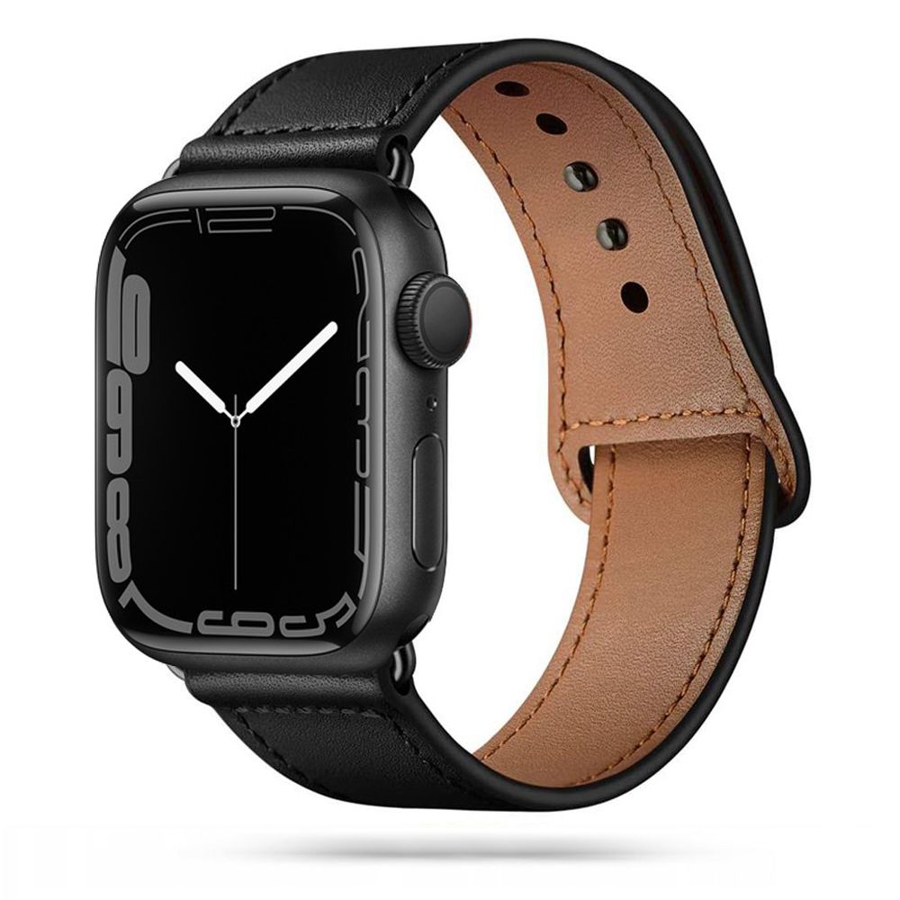 Tech-Protect Leatherfit Apple Watch 4 / 5 / 6 / 7 / 8 / Se / Ultra (42 / 44 / 45 / 49 Mm) Black