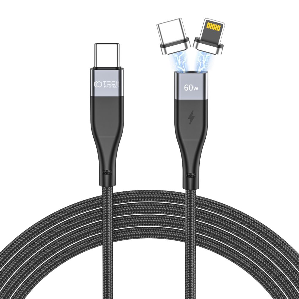 Tech-Protect Ultraboost ”2” 2in1 Magnetic Cable Lightning & Type-C Pd60w/3a 100cm Black