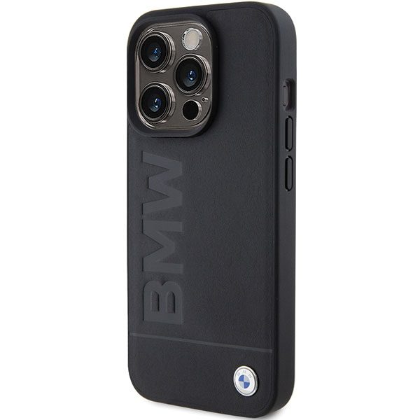 BMW BMHCP15LSLLBK Black Leather Hot Stamp iPhone 15 Pro Tok