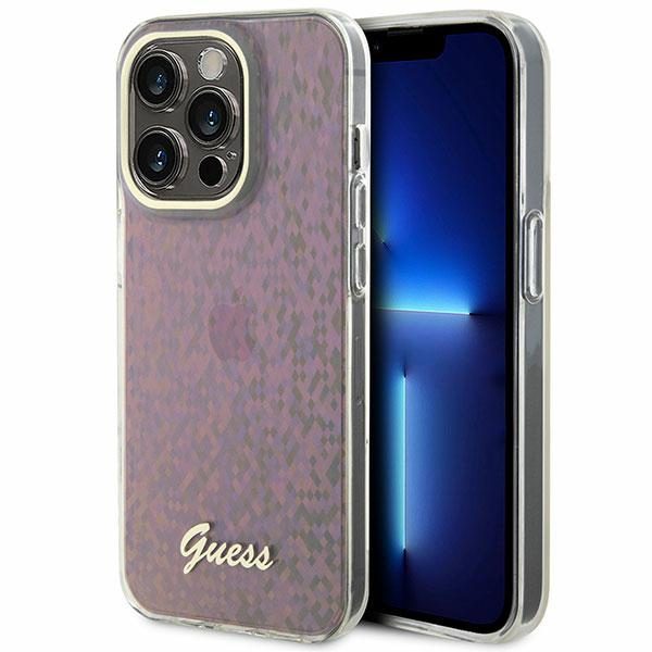 Guess GUHCP15LHDECMP Pink Hardcase IML Faceted Mirror Disco Iridescent iPhone 15 Pro Tok
