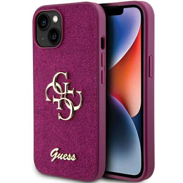 Guess GUHCP15SHG4SGU Purple Hardcase Glitter Script Big 4G iPhone 15 Tok