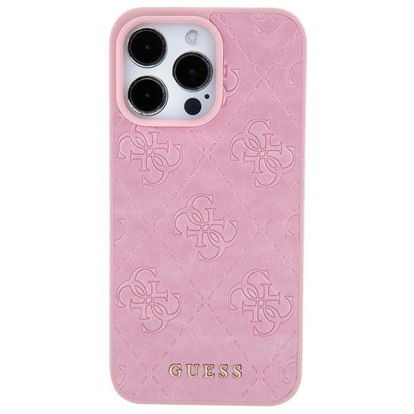 Guess GUHCP15SP4EPMP Pink Hardcase Leather 4G Stamped iPhone 15 Tok