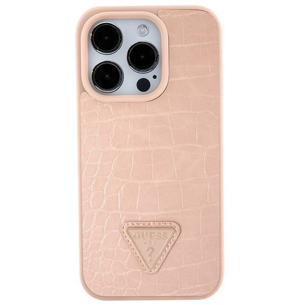 Guess GUHCP15SPCRTHCP Pink Hardcase Croco Triangle Metal Logo iPhone 15 Tok