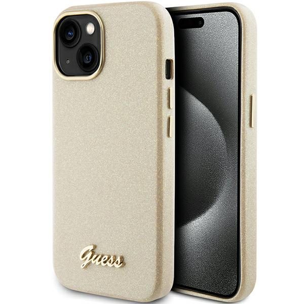 Guess GUHCP15SPGMCSD Light Gold Hardcase Glitter Glossy Script iPhone 15 Tok