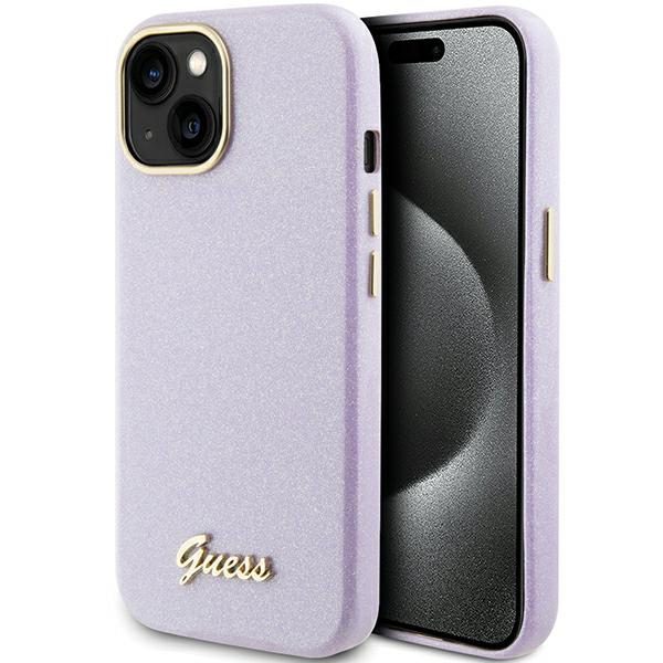 Guess GUHCP15SPGMCSL Lilac Hardcase Glitter Glossy Script iPhone 15 Tok