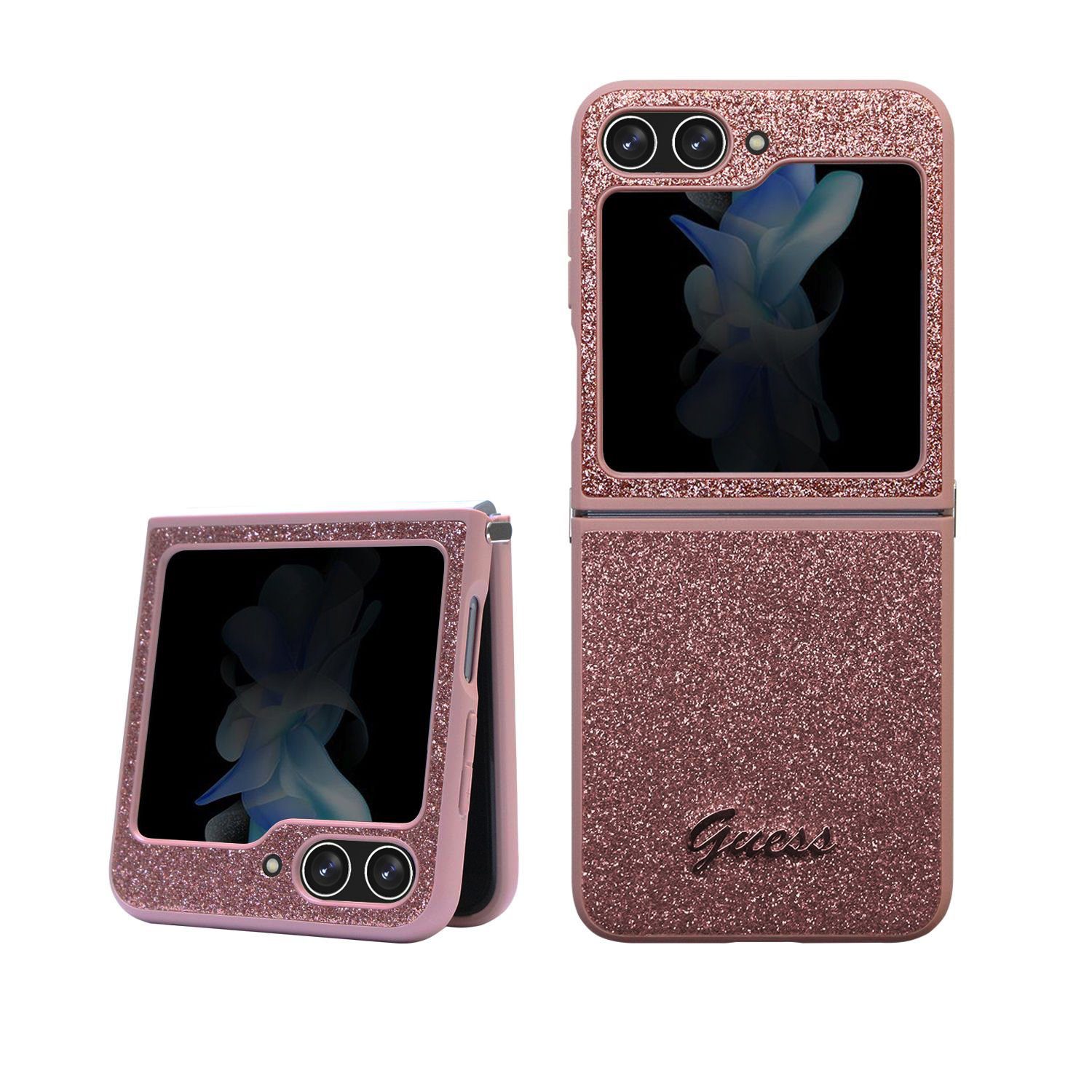 Guess PC/TPU Glitter Flakes Metal Logo Pink Samsung Galaxy Z Flip 5 Tok