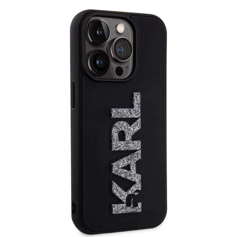 Karl Lagerfeld 3D Rubber Glitter Logo Karl Black iPhone 15 Pro Max Tok