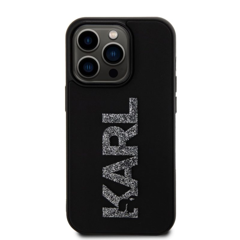 Karl Lagerfeld 3D Rubber Glitter Logo Karl Black iPhone 15 Pro Tok