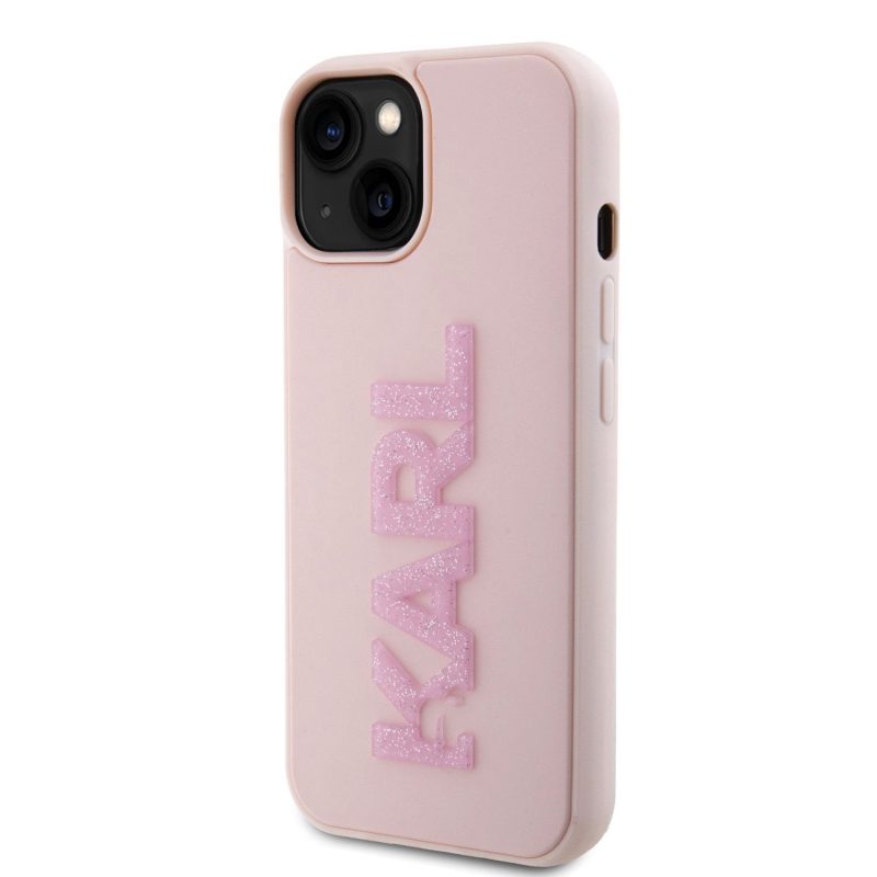 Karl Lagerfeld 3D Rubber Glitter Logo Karl Pink iPhone 15 Tok
