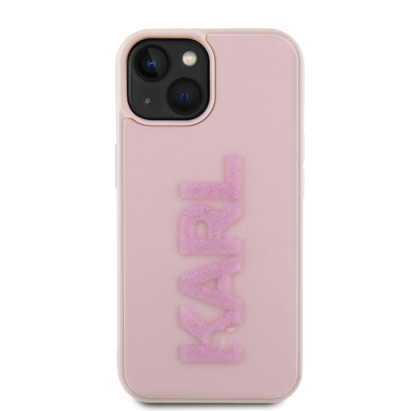 Karl Lagerfeld 3D Rubber Glitter Logo Karl Pink iPhone 15 Tok
