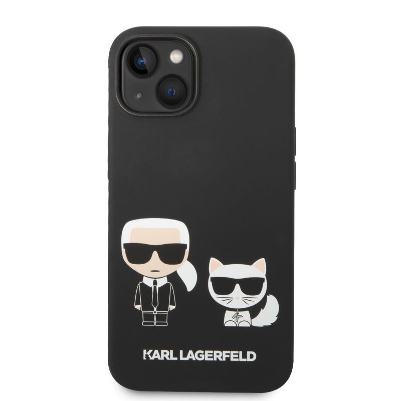 Karl Lagerfeld and Choupette Liquid Silicone Black iPhone 14 Plus Tok