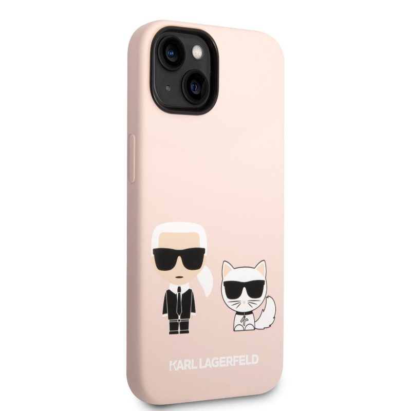 Karl Lagerfeld and Choupette Liquid Silicone Pink iPhone 14 Plus Tok
