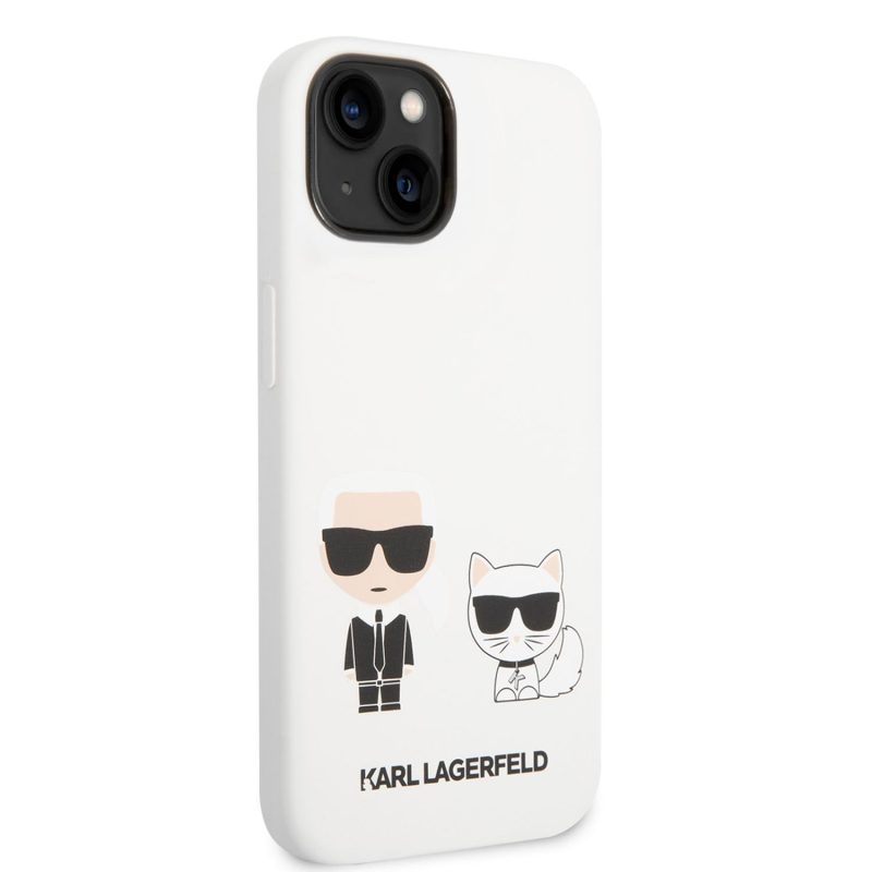 Karl Lagerfeld and Choupette Liquid Silicone White iPhone 14 Plus Tok