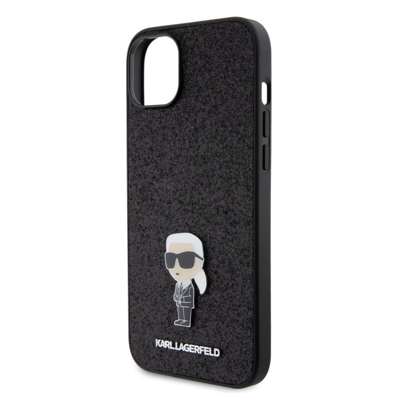 Karl Lagerfeld Fixed Glitter Metal Ikonik Black iPhone 15 Plus Tok