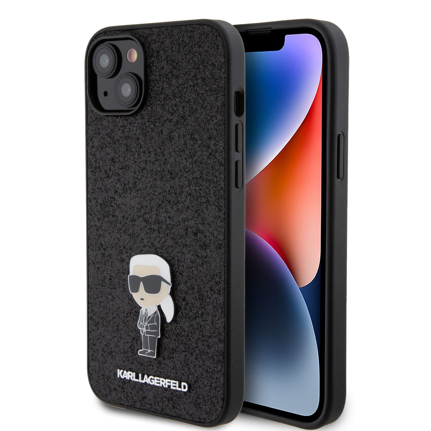 Karl Lagerfeld Fixed Glitter Metal Ikonik Black iPhone 15 Plus Tok
