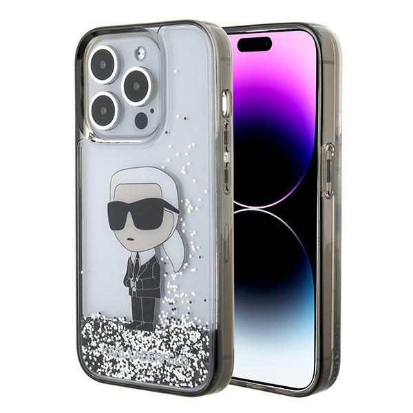 Karl Lagerfeld KLHCP15LLKKNSK Transparent Hardcase Liquid Glitter Ikonik iPhone 15 Pro Tok