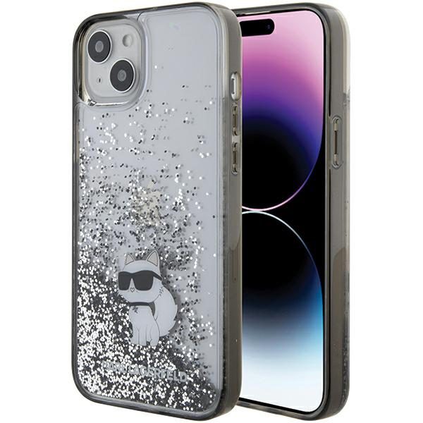 Karl Lagerfeld KLHCP15MLKCNSK Transparent Hardcase Liquid Glitter Choupette iPhone 15 Plus Tok