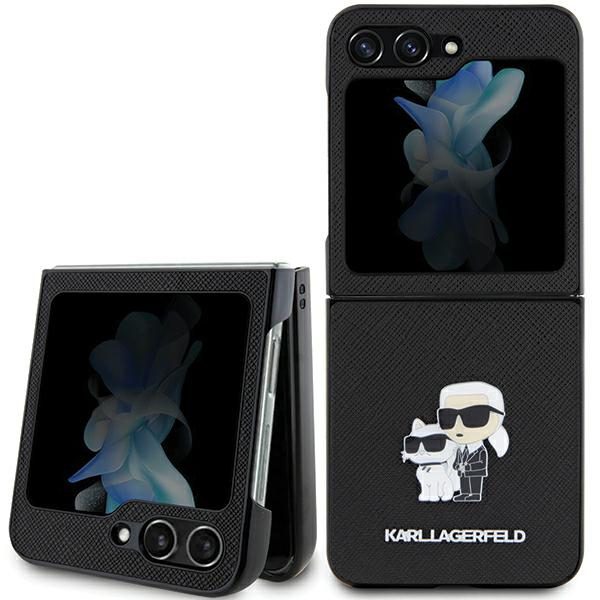 Karl Lagerfeld KLHCZF5SAKCNPK Hardcase Black Saffiano Karl&Choupette Pin Samsung Galaxy Z Flip 5 Tok