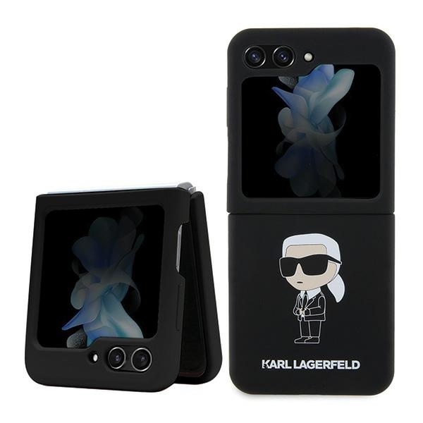 Karl Lagerfeld KLHCZF5SNIKBCK Hardcase Black Silicone Ikonik Samsung Galaxy Z Flip 5 Tok