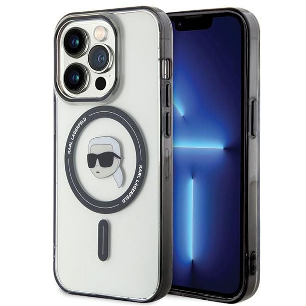 Karl Lagerfeld KLHMP15LHKHNOTK Transparent Hardcase IML Karl`s Head MagSafe iPhone 15 Pro Tok