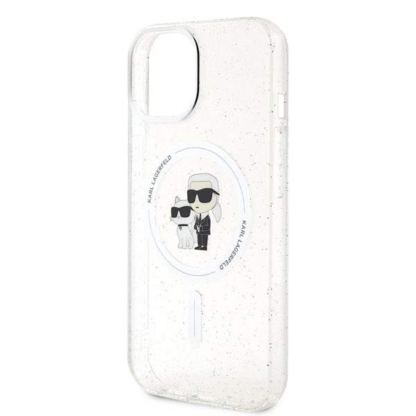 Karl Lagerfeld KLHMP15SHGKCNOT Transparent Hardcase Karl&Choupette Glitter MagSafe iPhone 15 Tok