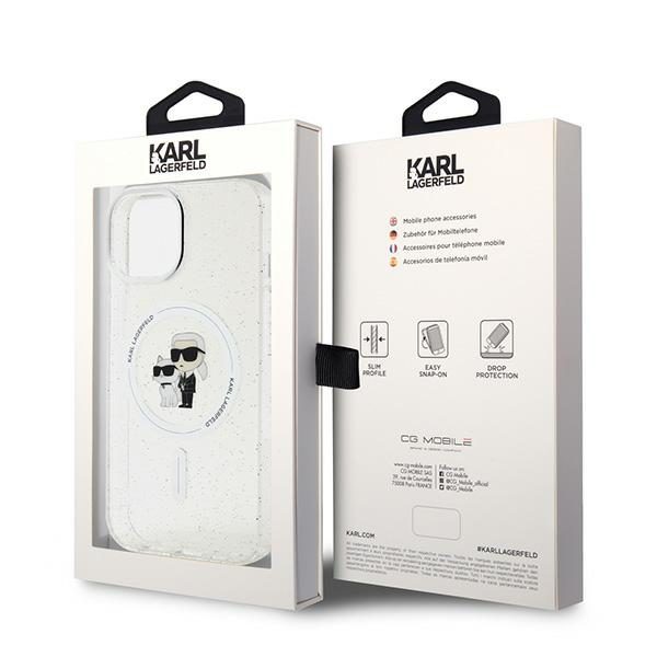 Karl Lagerfeld KLHMP15SHGKCNOT Transparent Hardcase Karl&Choupette Glitter MagSafe iPhone 15 Tok