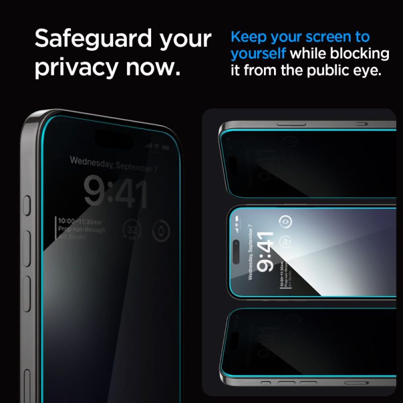 Spigen Glas.tr ”ez Fit” 2-pack Privacy iPhone 15