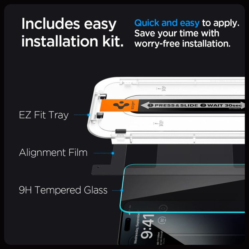 Spigen Glas.tr ”ez Fit” 2-pack Privacy iPhone 15