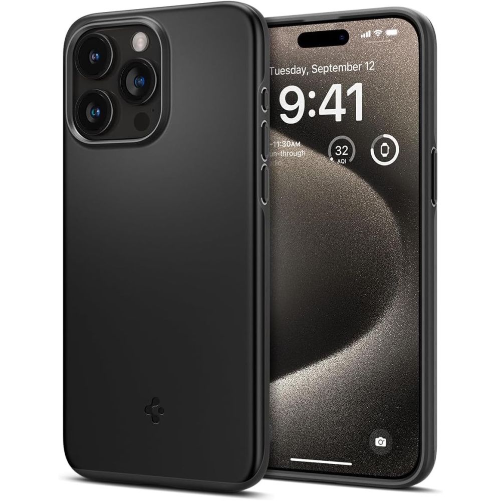 Spigen Thin Fit Black iPhone 15 Pro Max Tok