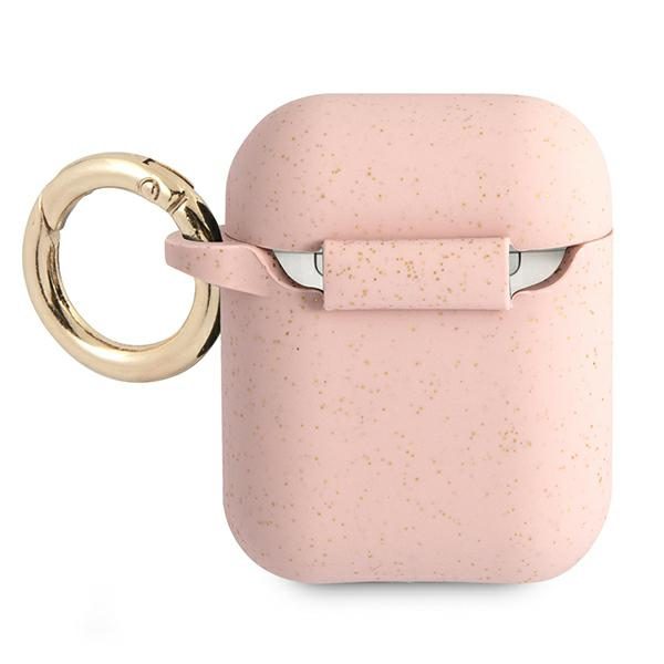 Guess GUA2SGGEP Pink Silicone Glitter AirPods 1/2 Tok