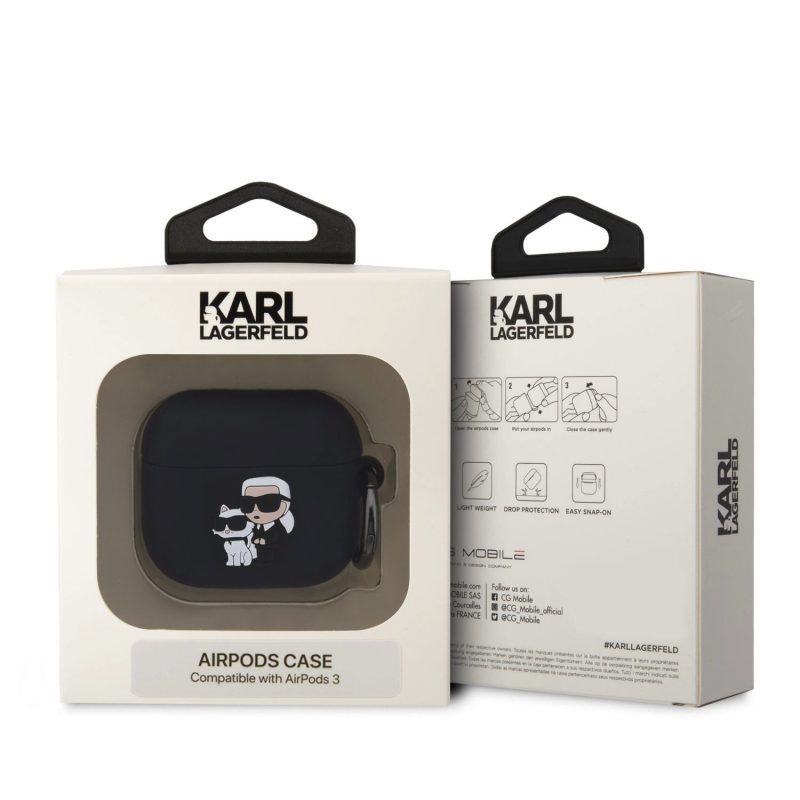 Karl Lagerfeld 3D Logo NFT Karl and Choupette Silicone Black AirPods 3 Tok