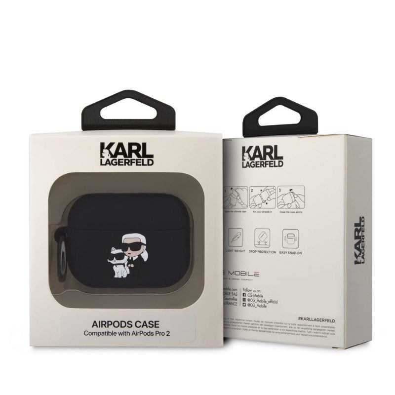 Karl Lagerfeld 3D Logo NFT Karl and Choupette Silicone Black AirPods Pro 2 Tok